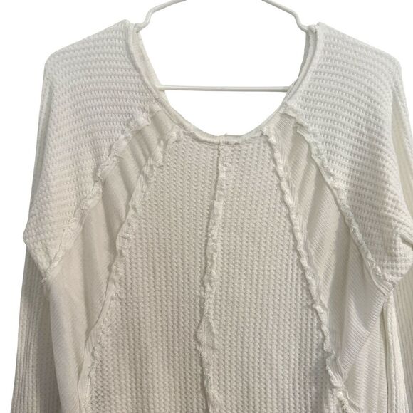 We the Free People Womens Small Catalina White Thermal Long Sleeve V-neck Top - Picture 8 of 10